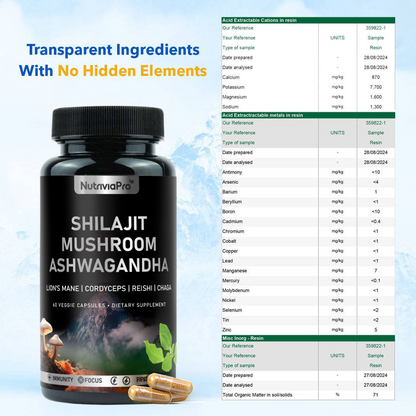 6 in 1 Ashwagandha Shilajit Mushroom Capsules NEW