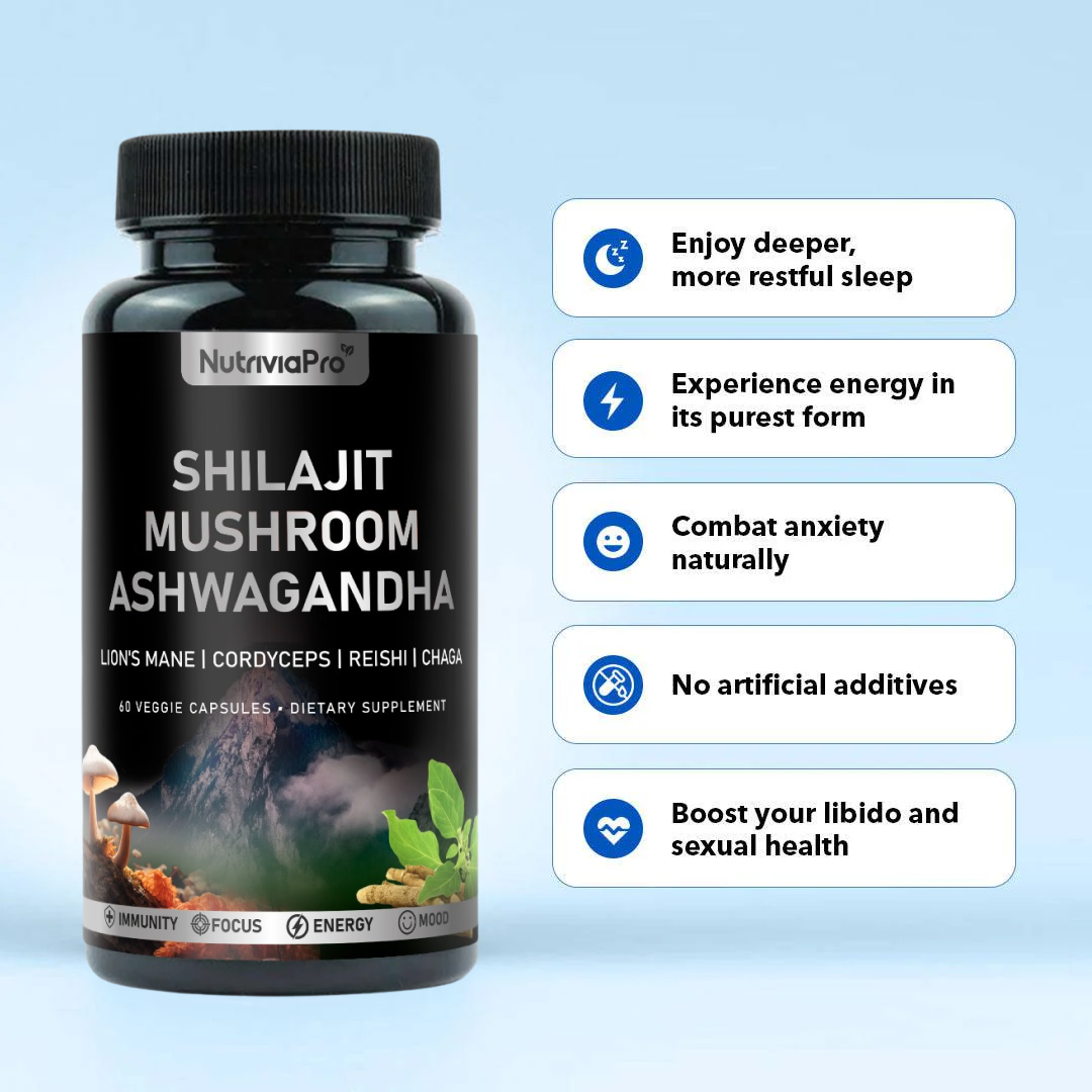 6 in 1 Ashwagandha Shilajit Mushroom Capsules NEW