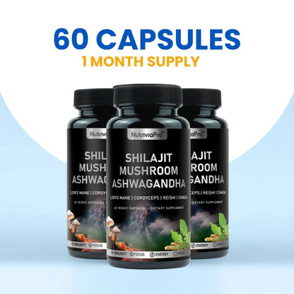 6 in 1 Ashwagandha Shilajit Mushroom Capsules NEW